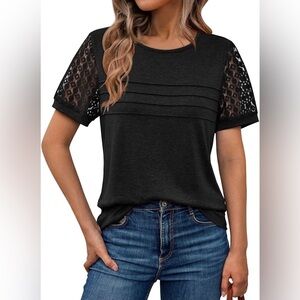 Automet Women’s Short Sleeve Dressy Lace Summer Top